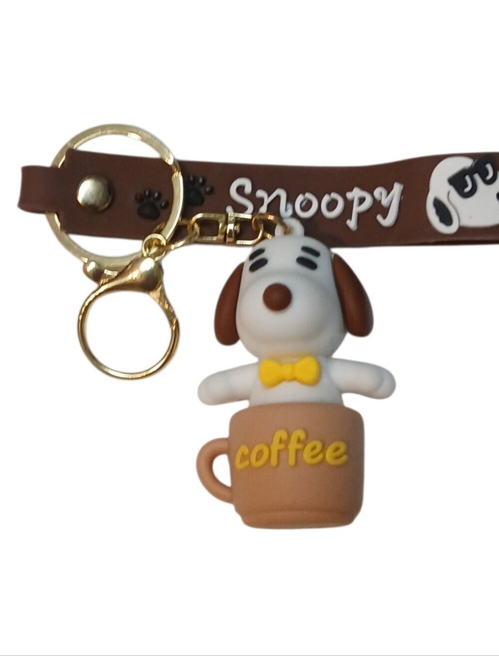 Peanuts -Snoopy Silicone Keychain,Snoopy in a Cup of Coffee,Lobster Clasp, Strap